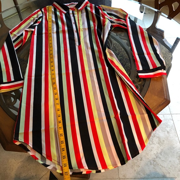 Striped shirt dress with tie - Picture 7 of 7